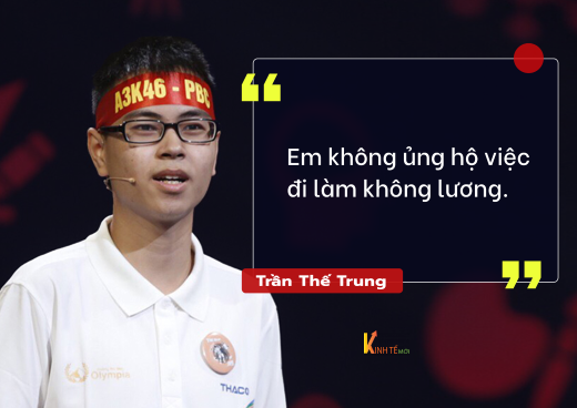 Quán quân Olympia 2019, Trần Thế Trung bày tỏ quan điểm không ủng hộ việc thực tập không lương